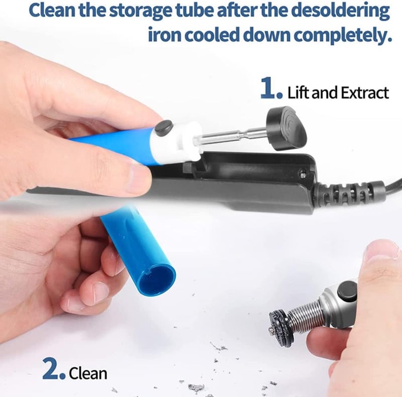 HANDSKIT مضخة إزالة اللحام الكهربائية ومكواة إزالة اللحام مع مقبض شحن أقصر وفوهات شفط لإزالة اللحام من الثقوب لإصلاح اللحام - Image 5